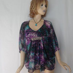 JENNIFER LOPEZ Multi Color top Blouse Sz XS CHIC!